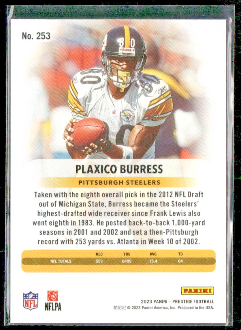2023 Panini Prestige #253 Plaxico Burress Xtra Points Red /599 Steelers back