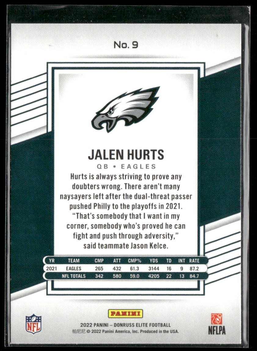 Jalen Hurts Player Lot Bundle 10 Different Football Cards JH002 Eagles back