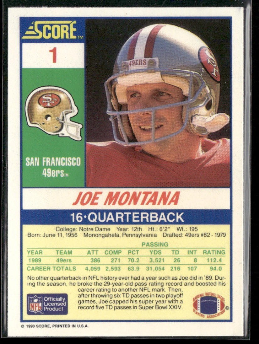 Joe Montana Player Lot Bundle 10 Different Football Cards JM002 49ers Chiefs back