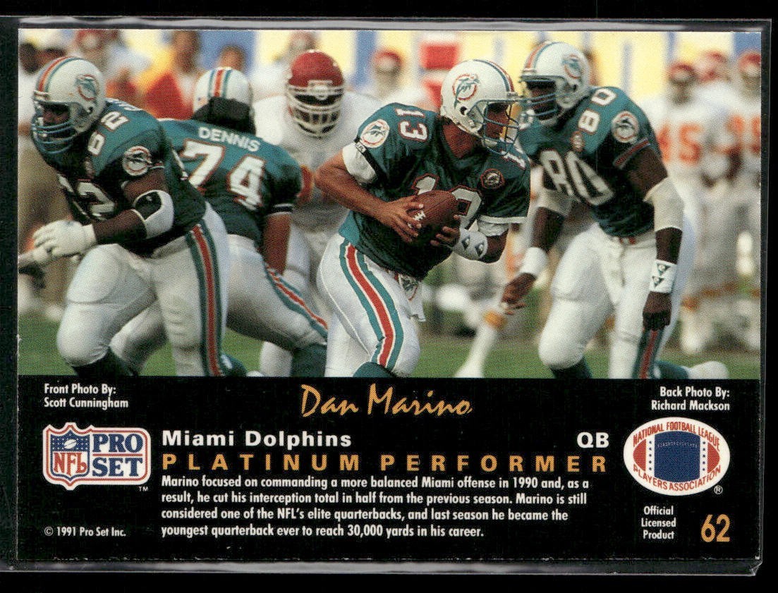 Dan Marino Player Lot Bundle 10 Different Football Cards DM004 Dolphins back