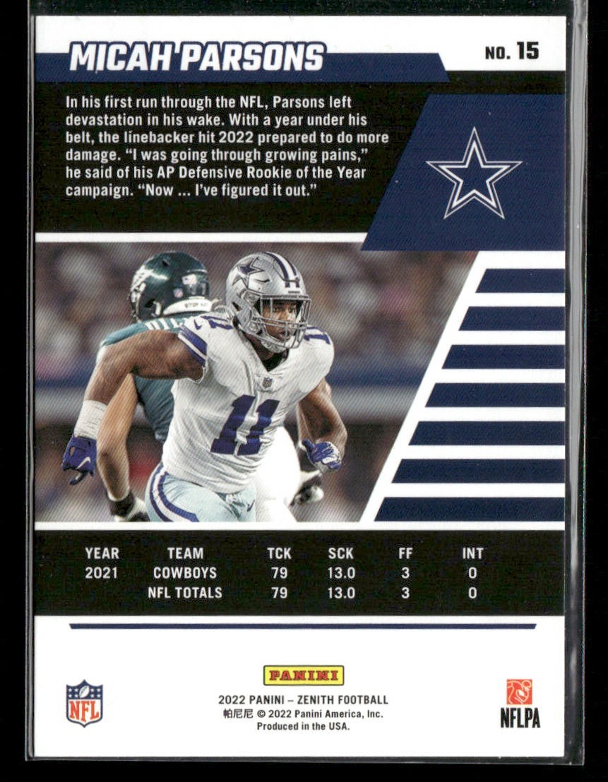 Micah Parsons Player Lot Bundle 10 Different Football Cards MP002 Cowboys 2 RC back