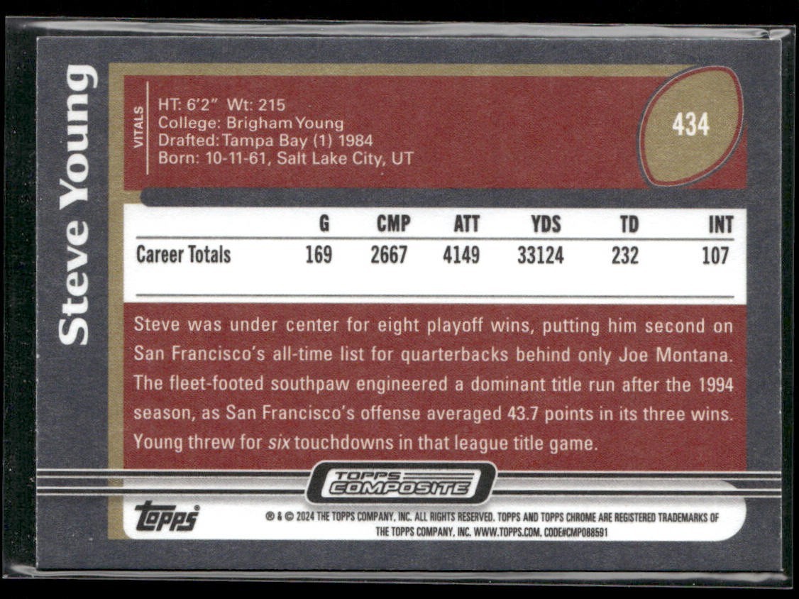 Steve Young Player Lot Bundle 10 Different Football Cards SY008 49ers back