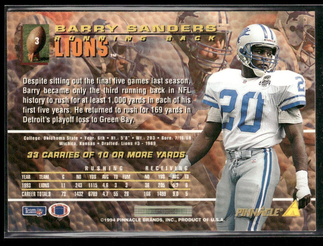 Barry Sanders Player Lot Bundle 10 Different Football Cards BS009 Lions back