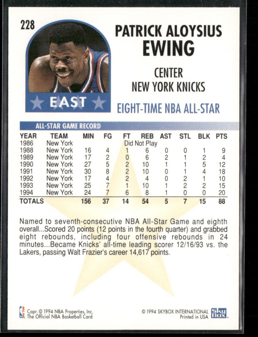Patrick Ewing Player Lot Bundle 10 Basketball Cards PE006 New York Knicks back