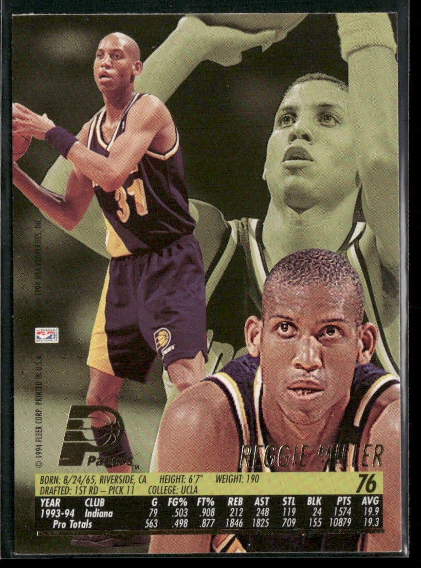 Reggie Miller Player Lot Bundle 10 Basketball Cards RM003 Pacers back