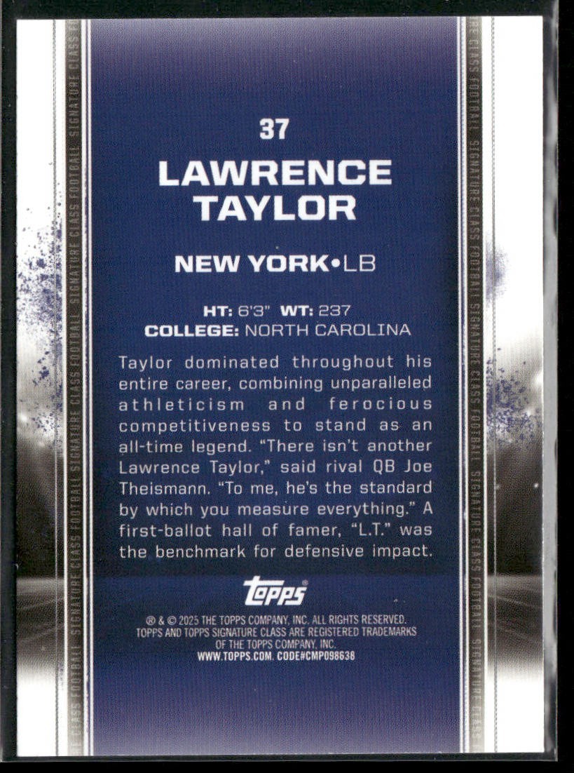 Lawrence Taylor Player Lot Bundle 10 Different Football Cards LT004 Giants back
