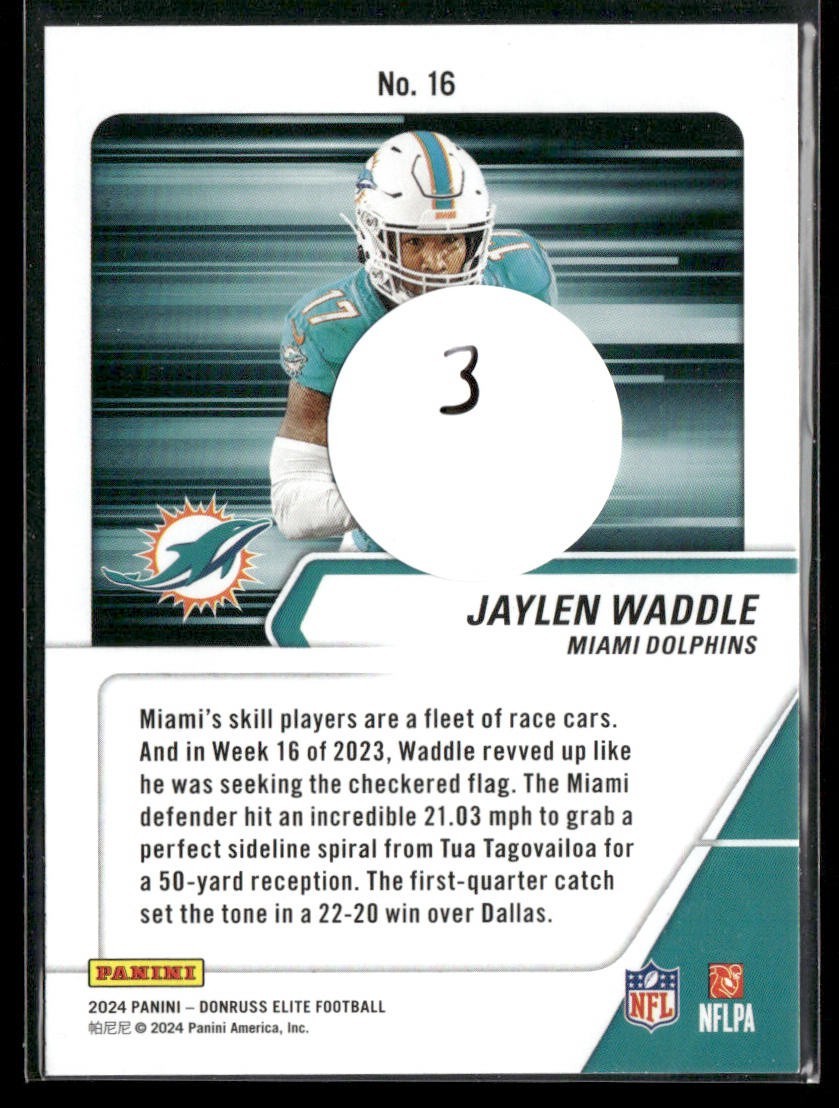 Jaylen Waddle Player Lot Bundle 10 Different Football Cards JW001 Dolphins 4 RC back