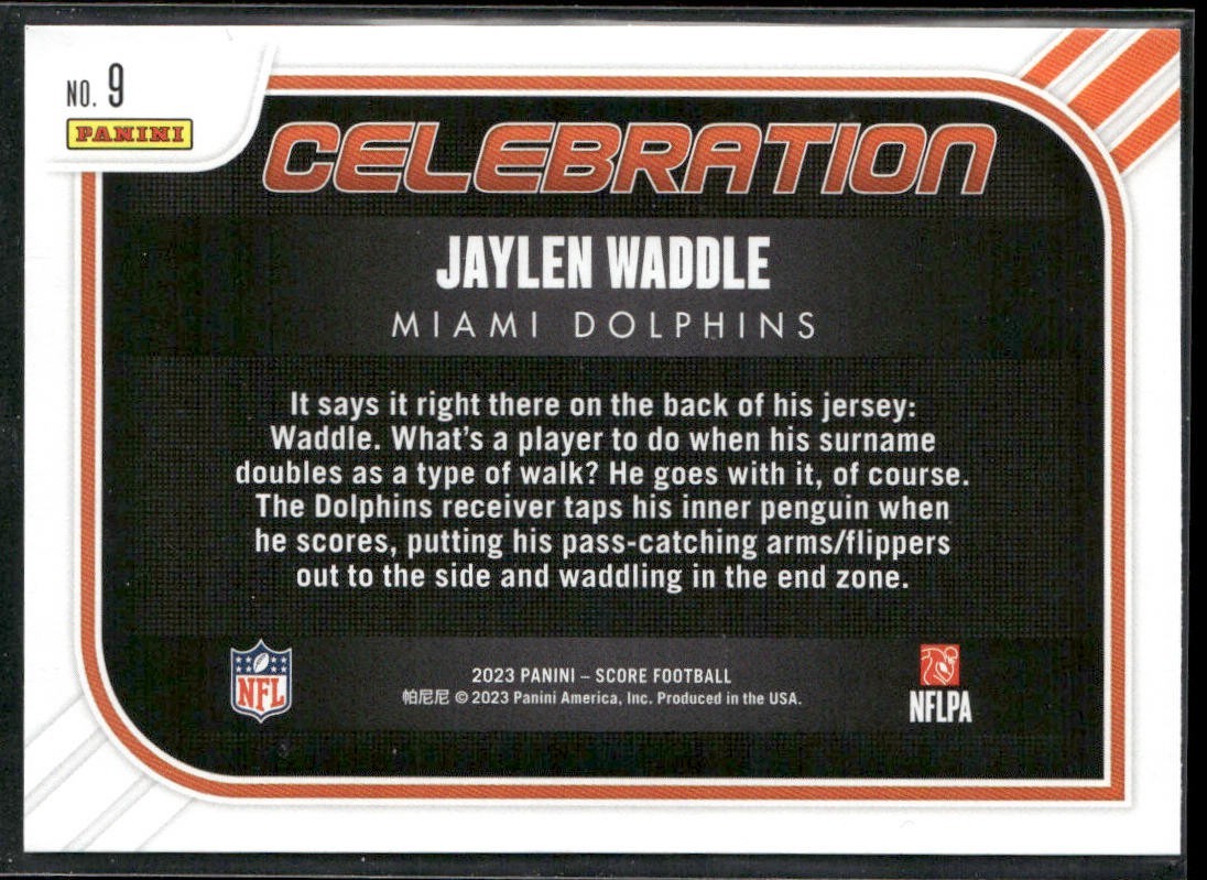 Jaylen Waddle Player Lot Bundle 10 Different Football Cards JW002 Dolphins 1 RC back