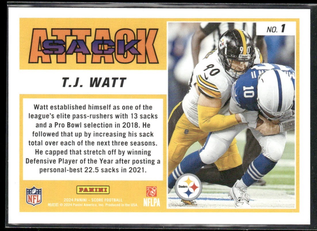 TJ Watt Player Lot Bundle 10 Different Football Cards TJW002 Steelers back