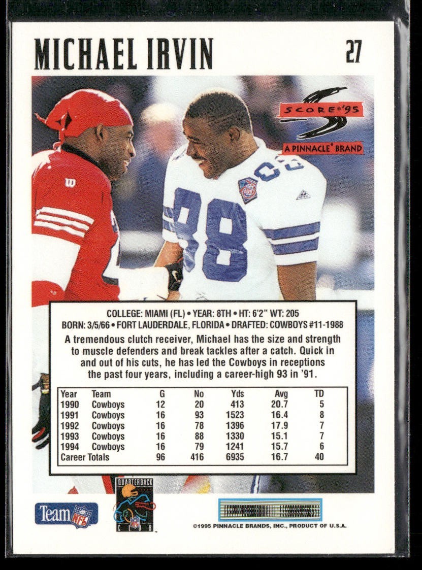 Michael Irvin Player Lot Bundle 10 Different Football Cards MI004 Cowboys back