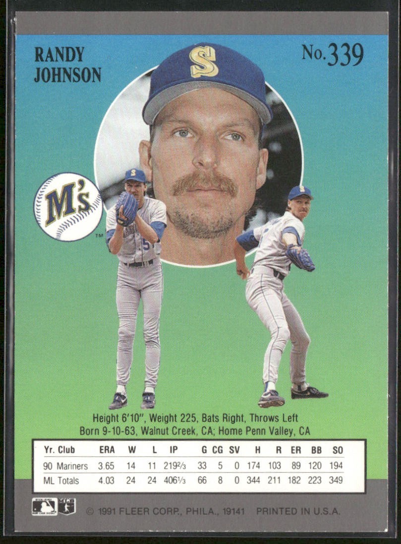 Randy Johnson Lot Bundle 10 Different Baseball Cards RJ001 Mariners back
