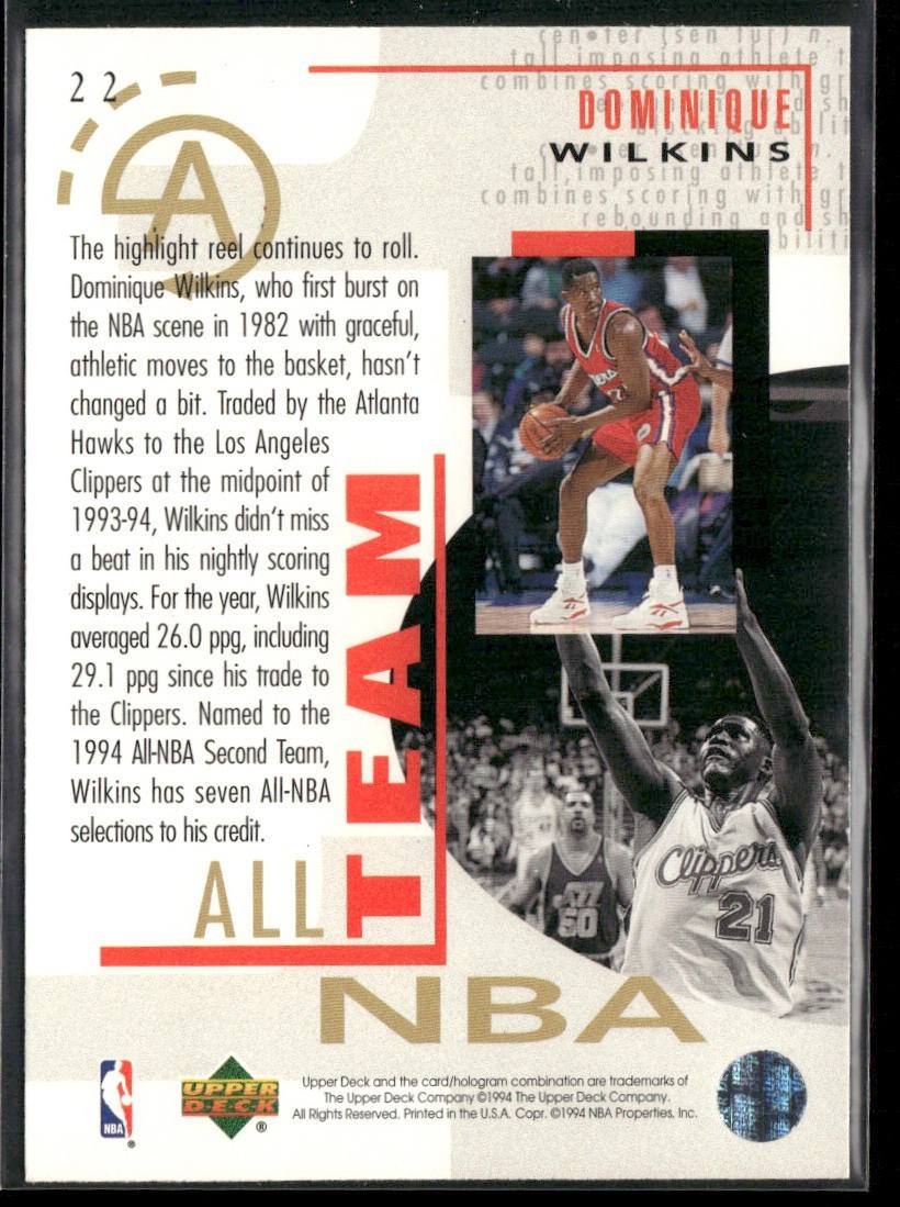 Dominique Wilkins Player Lot Bundle 10 Basketball Cards DW004 Hawks back