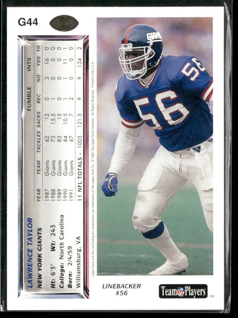 Lawrence Taylor Player Lot Bundle 10 Different Football Cards LT003 Giants back