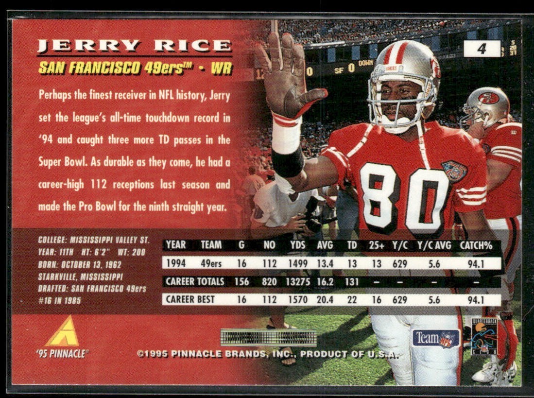 Jerry Rice Player Lot Bundle 10 Different Football Cards JR003 49ers back