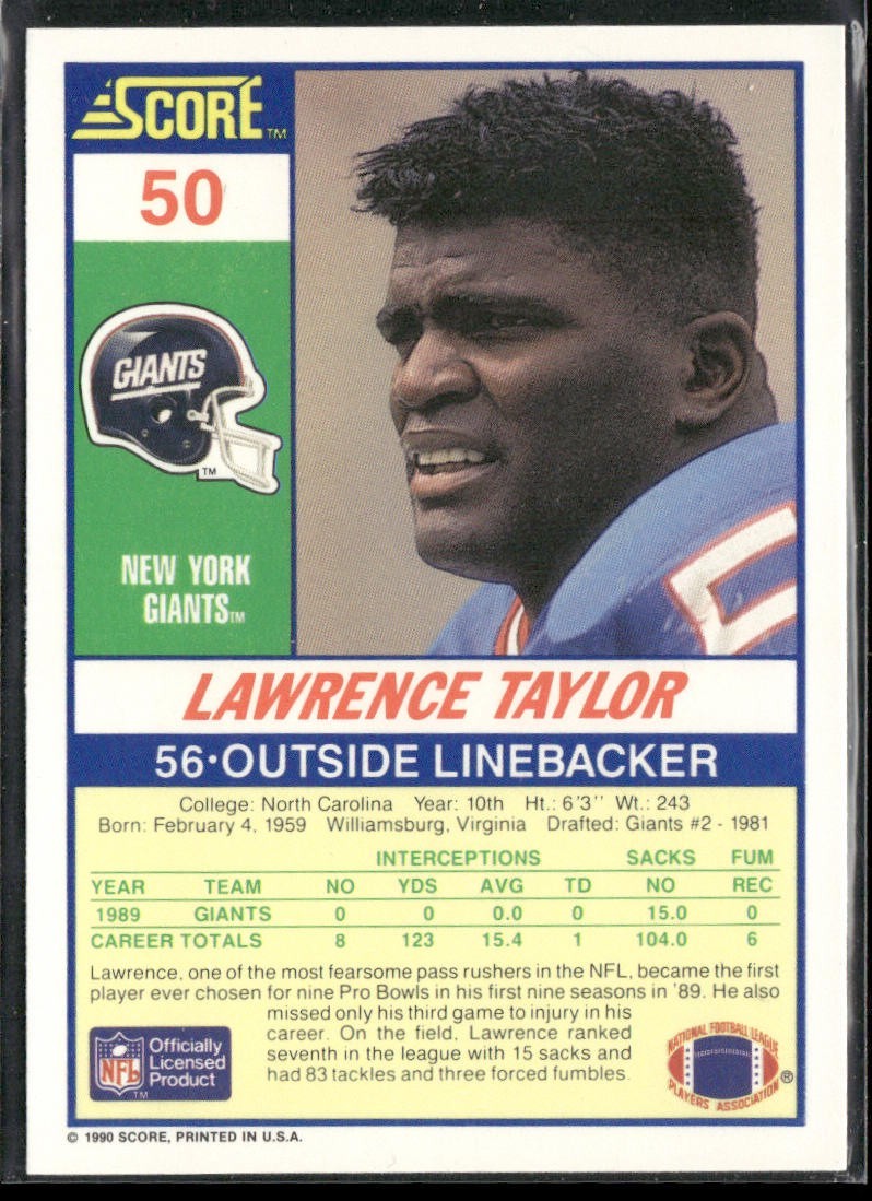 Lawrence Taylor Player Lot Bundle 10 Different Football Cards LT006 Giants back