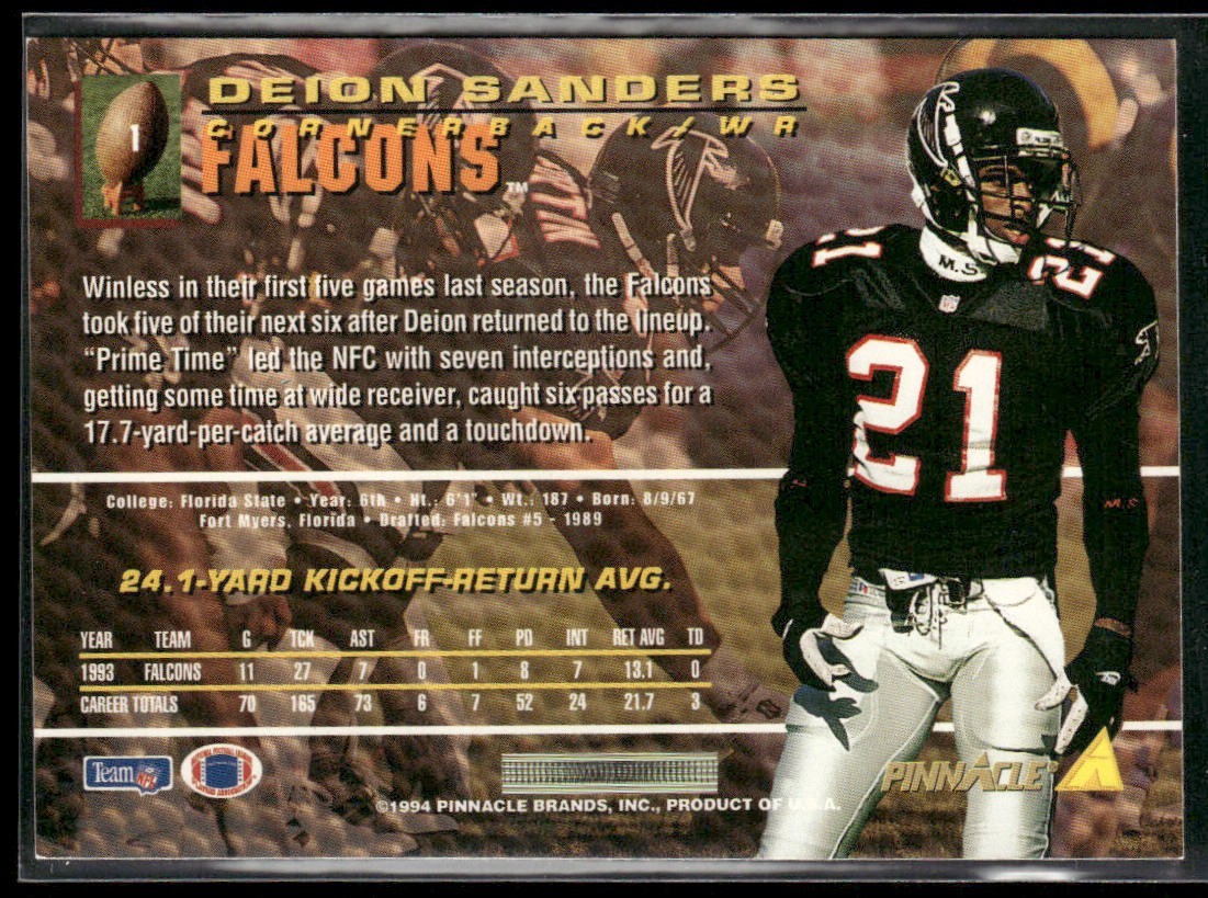 Deion Sanders Player Lot Bundle 10 Different Football Cards DS002 Falcons 49ers back