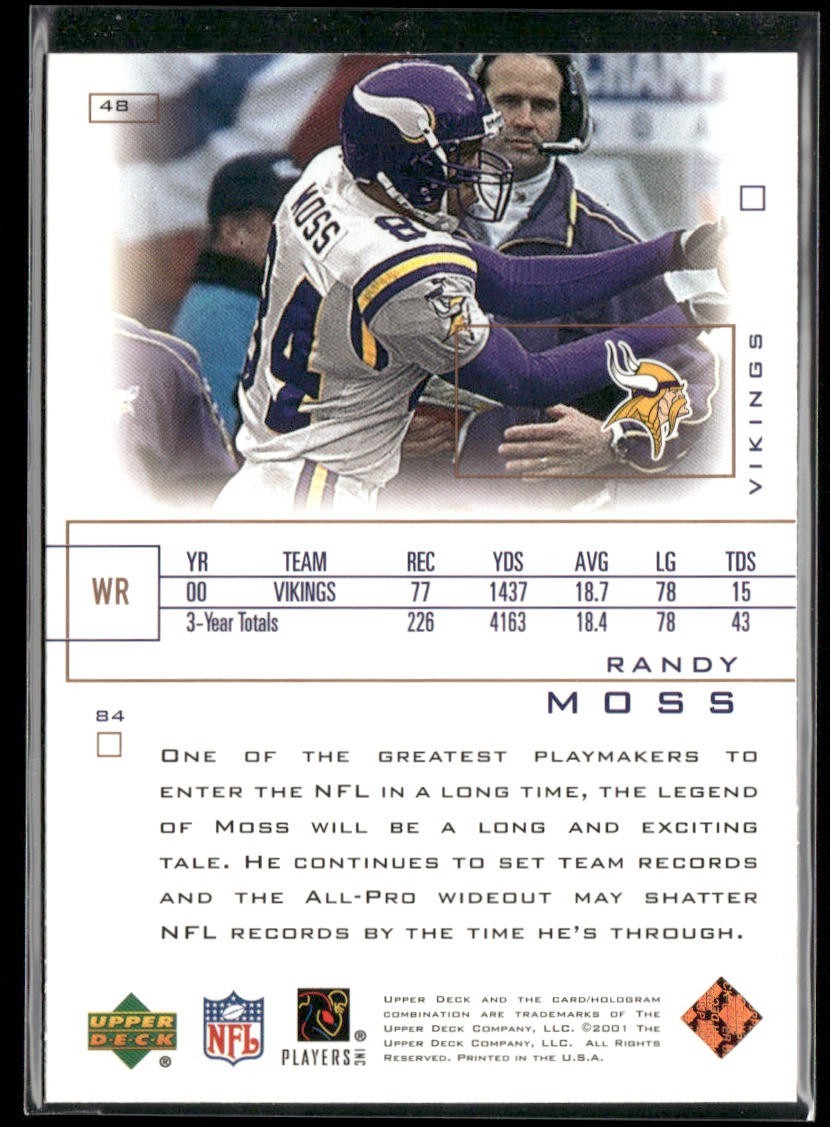 Randy Moss Player Lot Bundle 10 Different Football Cards RM003 Vikings Raiders back