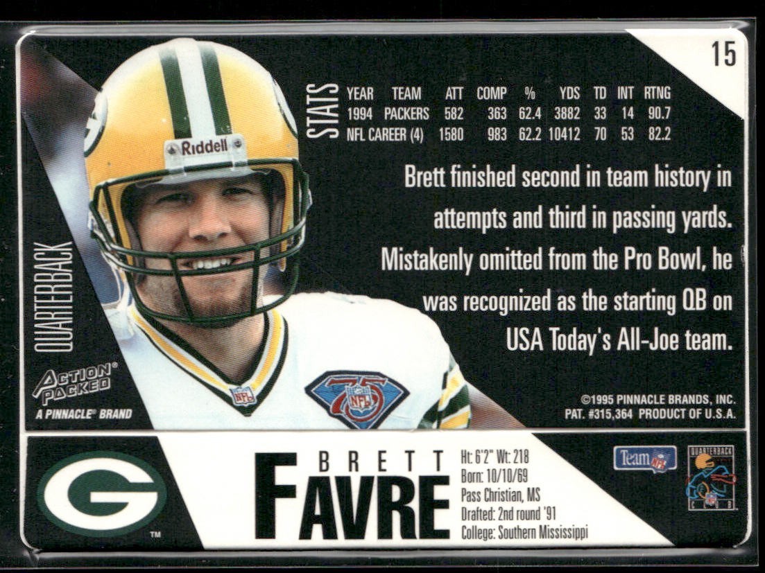 Brett Favre Player Lot Bundle 10 Different Football Cards BF004 Packers back