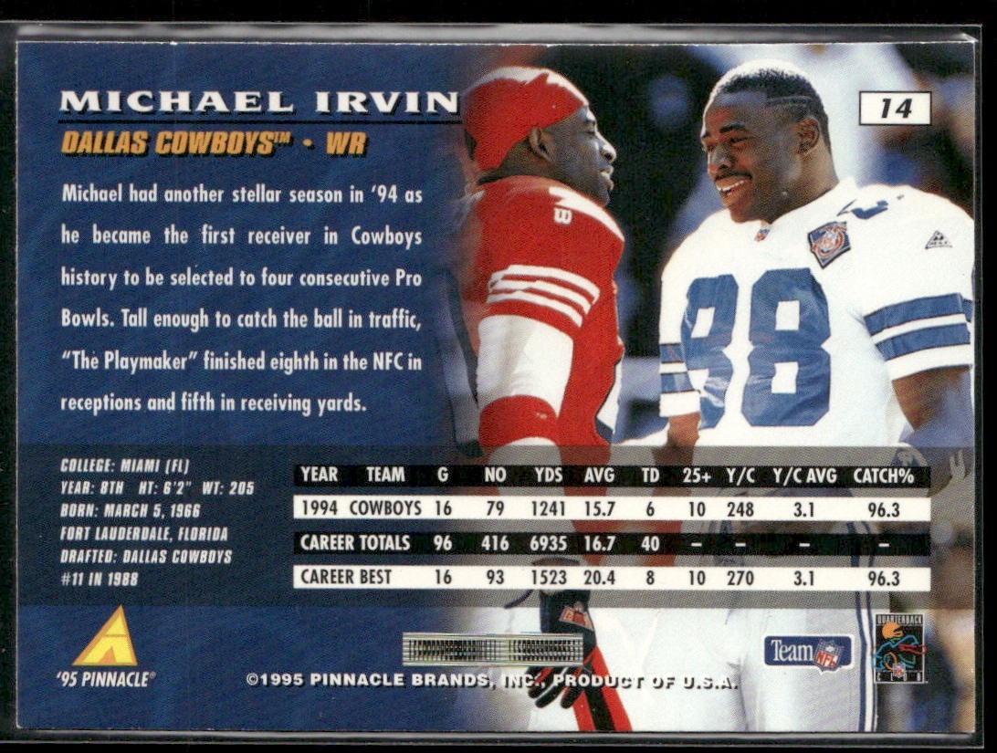 Michael Irvin Player Lot Bundle 10 Different Football Cards MI008 Cowboys back