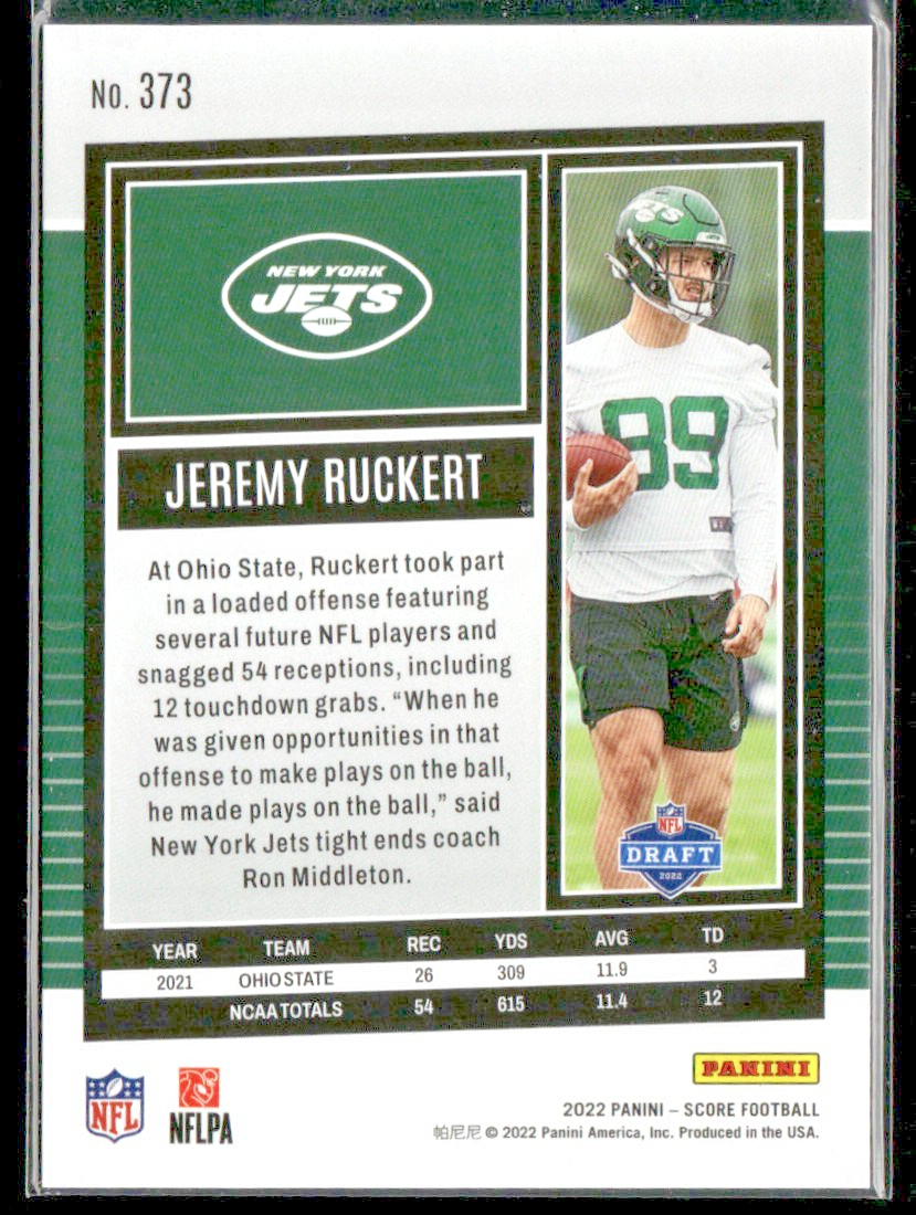 Jeremy Ruckert 2022 Panini Score Lava RC #373 /599 New York Jets back