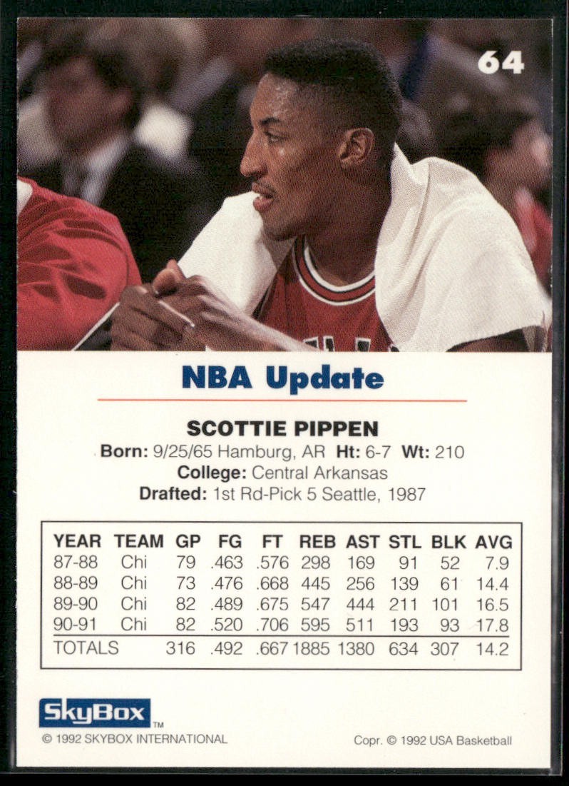 Scottie Pippen Player Lot Bundle 10 Basketball Cards SP004 Chicago Bulls back