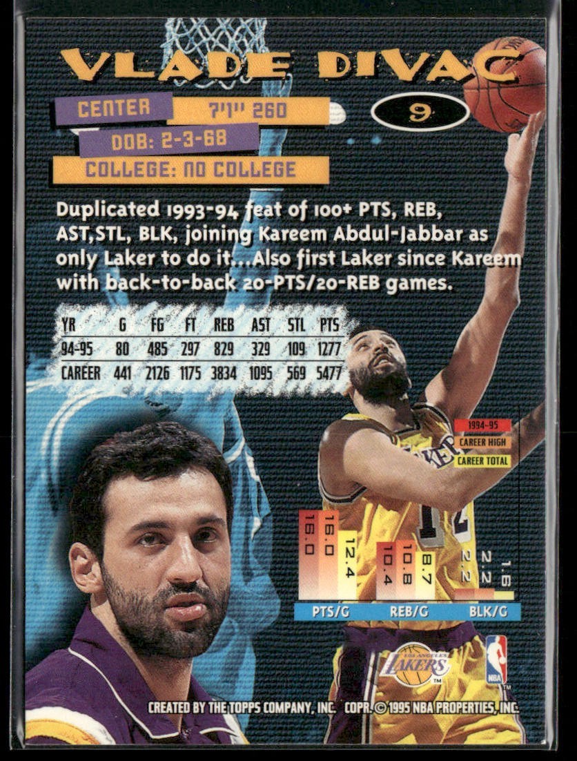 Vlade Divac Player Lot Bundle 10 Basketball Cards VD004 Lakers Hornets back