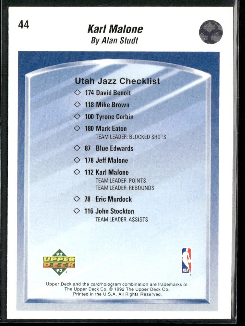 Karl Malone Player Lot Bundle 10 Basketball Cards KM004 Utah Jazz back