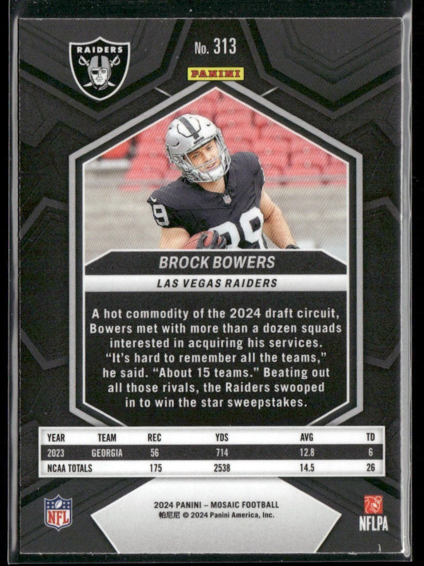 Brock Bowers Player Lot Bundle 8 Different ROOKIE Football Cards BB001 Raiders back