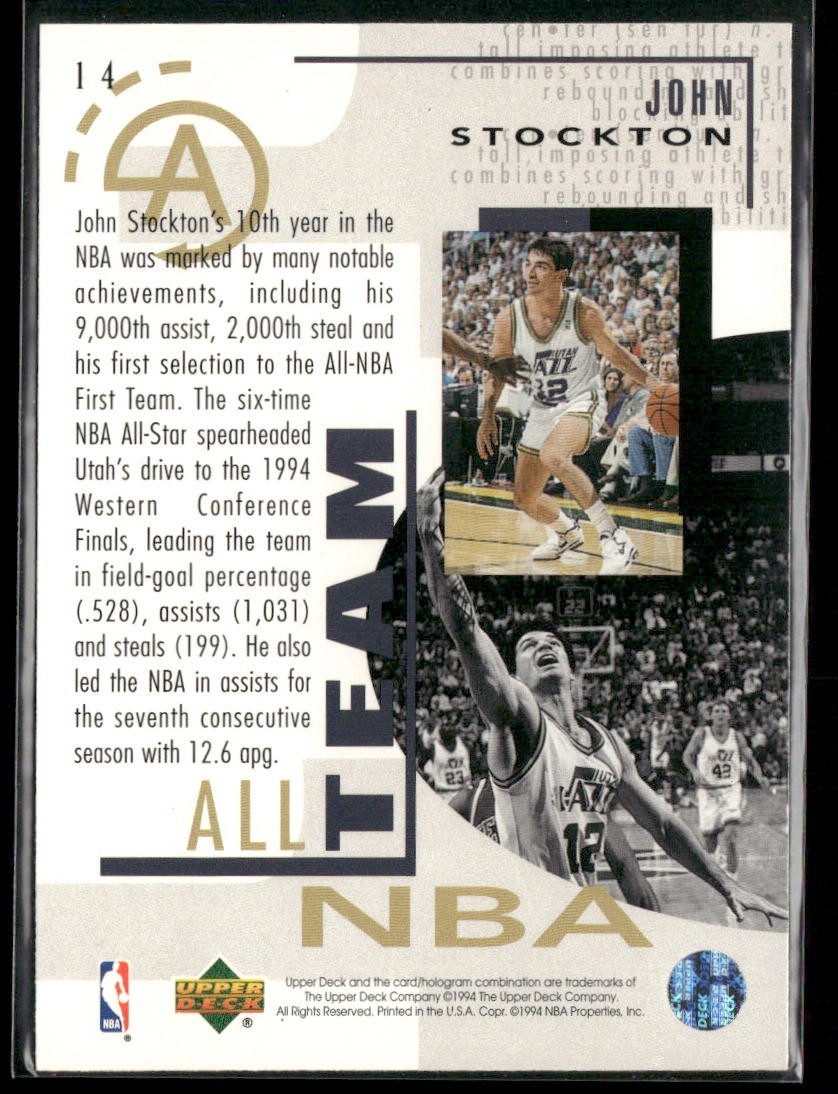 John Stockton Player Lot Bundle 10 Basketball Cards JS003 Utah Jazz back