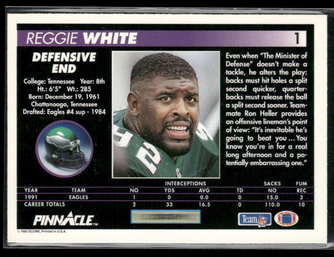 Reggie White Player Lot Bundle 10 Different Football Cards RW002 Eagles Packers back