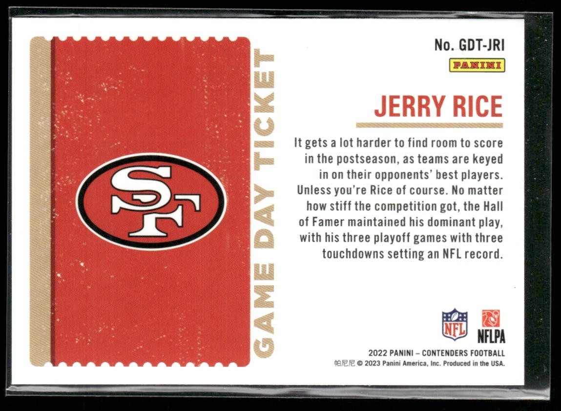 Jerry Rice Player Lot Bundle 10 Different Football Cards JR010 49ers back
