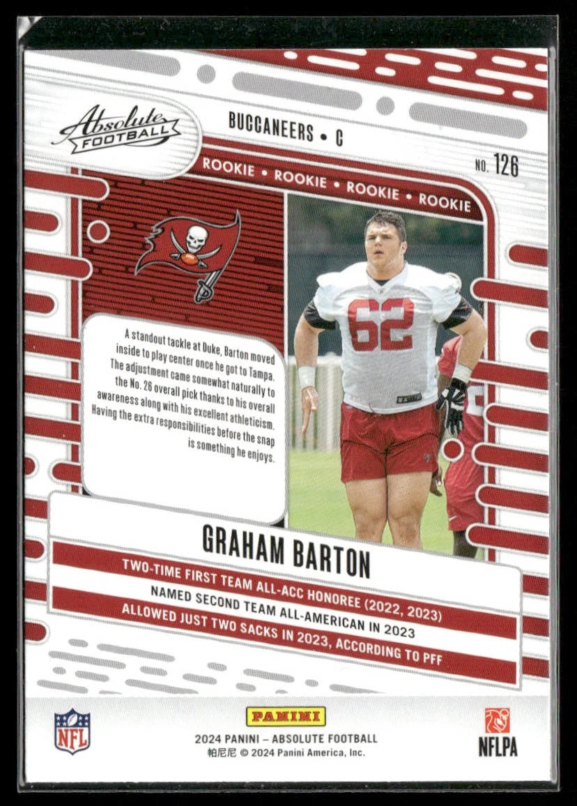 Graham Barton 2024 Panini Absolute Retail #126 RC Tampa Bay Buccaneers back