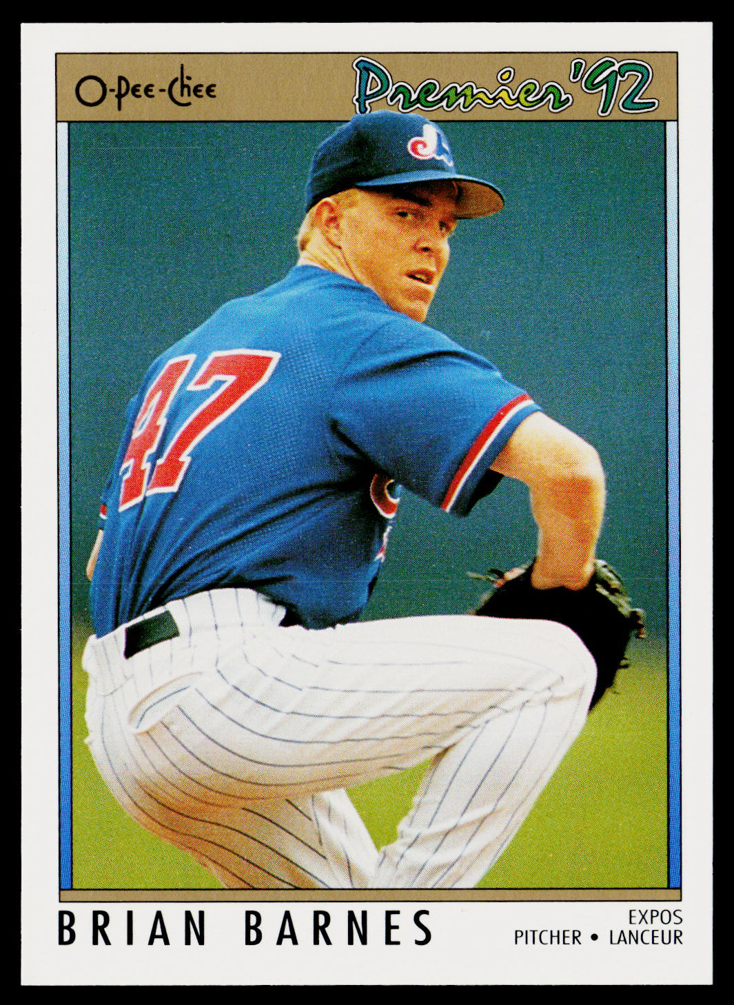 Brian Barnes 1992 O-Pee-Chee Premier #52 Montreal Expos