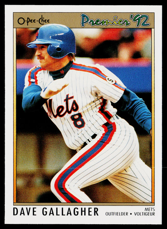 Dave Gallagher 1992 O-Pee-Chee Premier #128 New York Mets