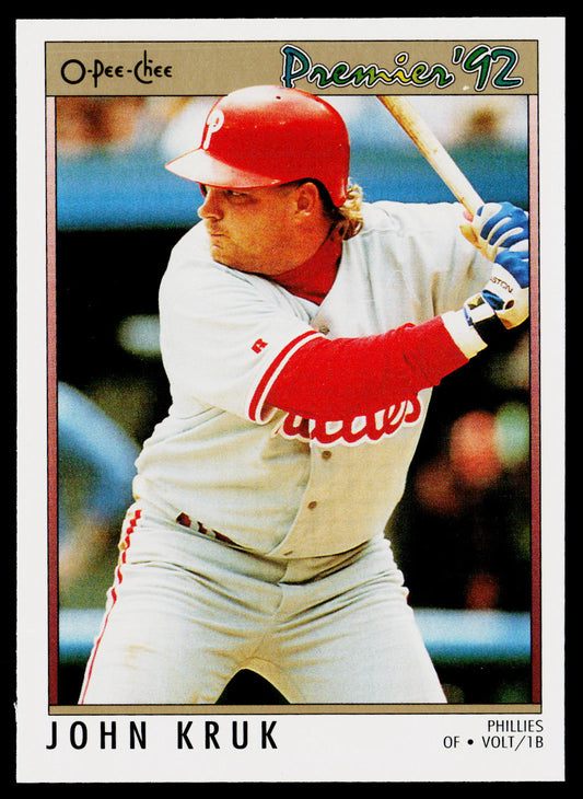 John Kruk 1992 O-Pee-Chee Premier #134 Philadelphia Phillies
