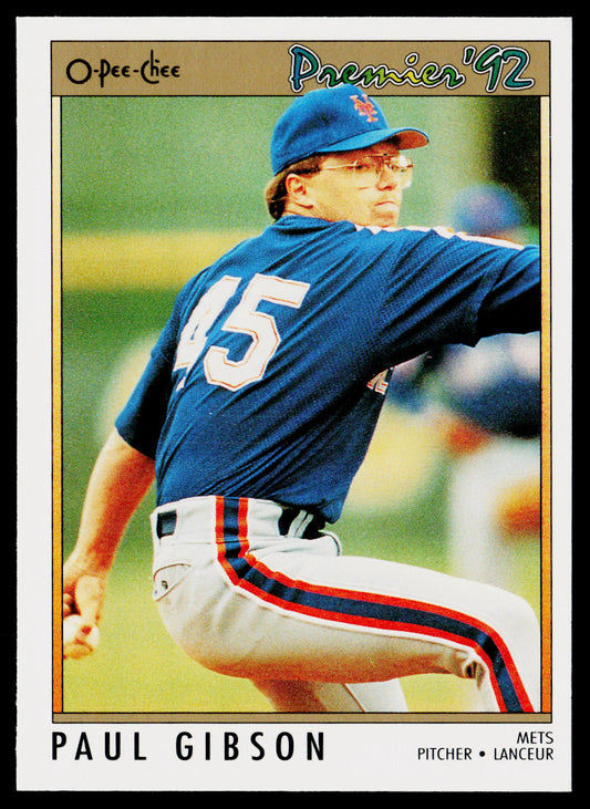 Paul Gibson 1992 O-Pee-Chee Premier #174 New York Mets