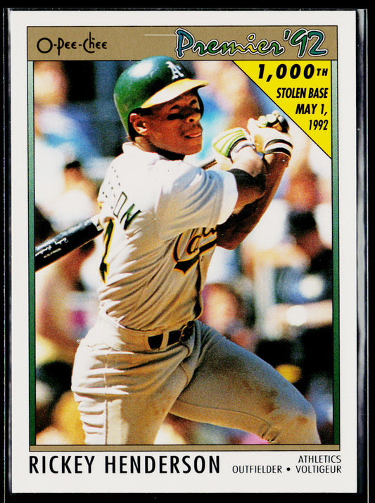 Rickey Henderson 1992 O-Pee-Chee Premier #147 Oakland Athletics