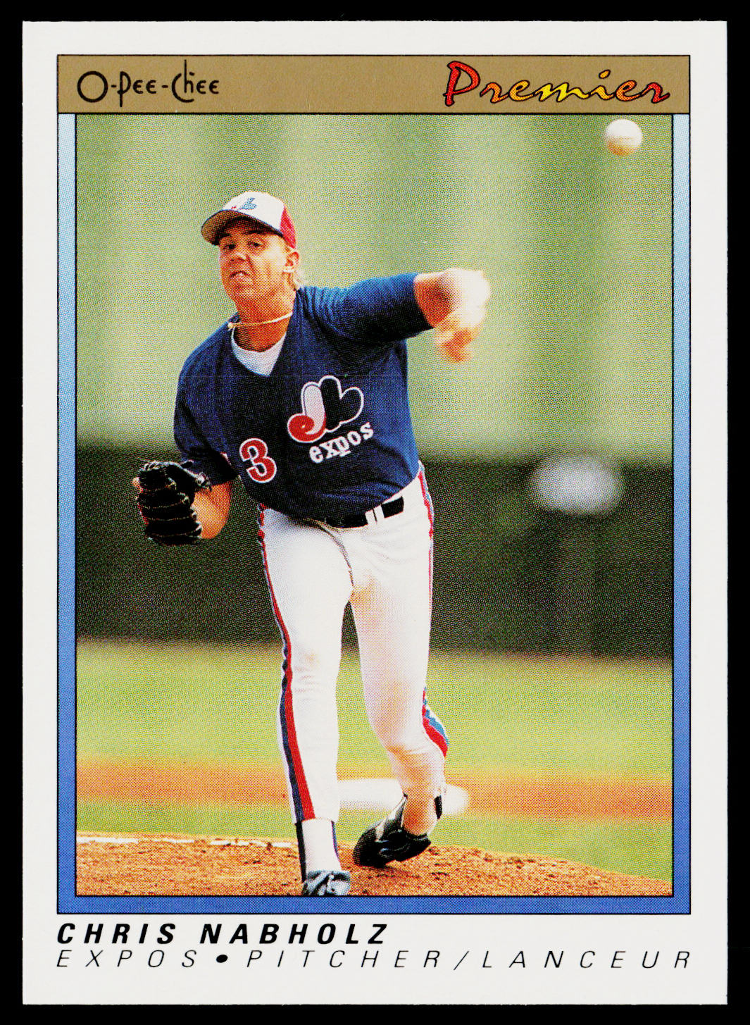Chris Nabholz 1991 O-Pee-Chee Premier #87 RC Montreal Expos