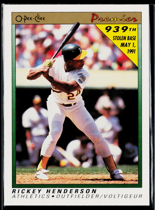Rickey Henderson 1991 O-Pee-Chee Premier #62 Oakland Athletics