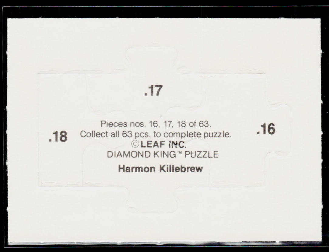 Harmon Killebrew 1991 Leaf Harmon Killebrew Puzzle #16-18 Minnesota Twins