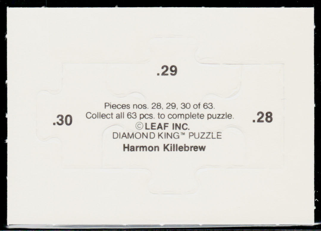Harmon Killebrew 1991 Leaf Harmon Killebrew Puzzle #28-30 Minnesota Twins