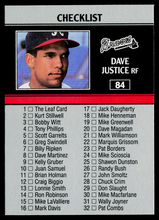 Dave Justice 1991 Leaf #84 Atlanta Braves