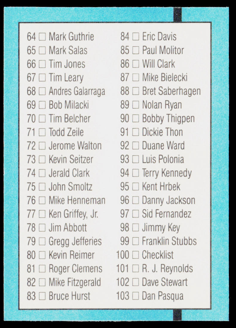 Checklist 28-103 1991 Donruss #100