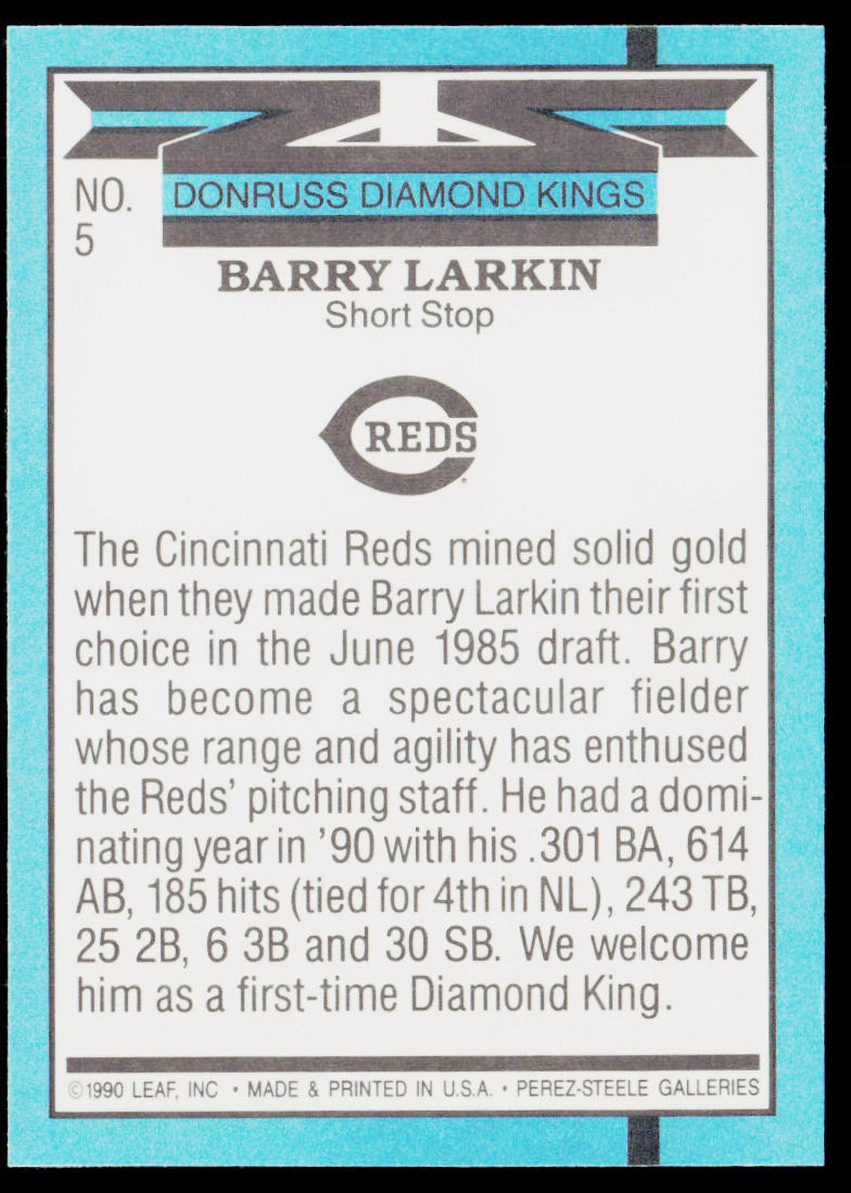 Barry Larkin 1991 Donruss #5 Cincinnati Reds