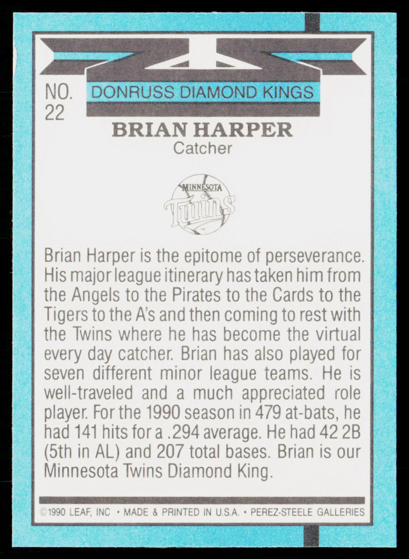 Brian Harper 1991 Donruss #22 Minnesota Twins