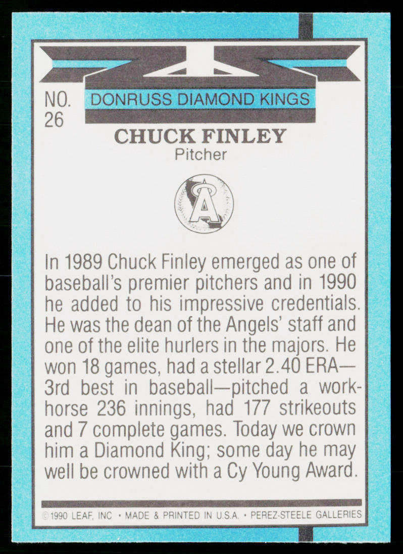 Chuck Finley 1991 Donruss #26c California Angels