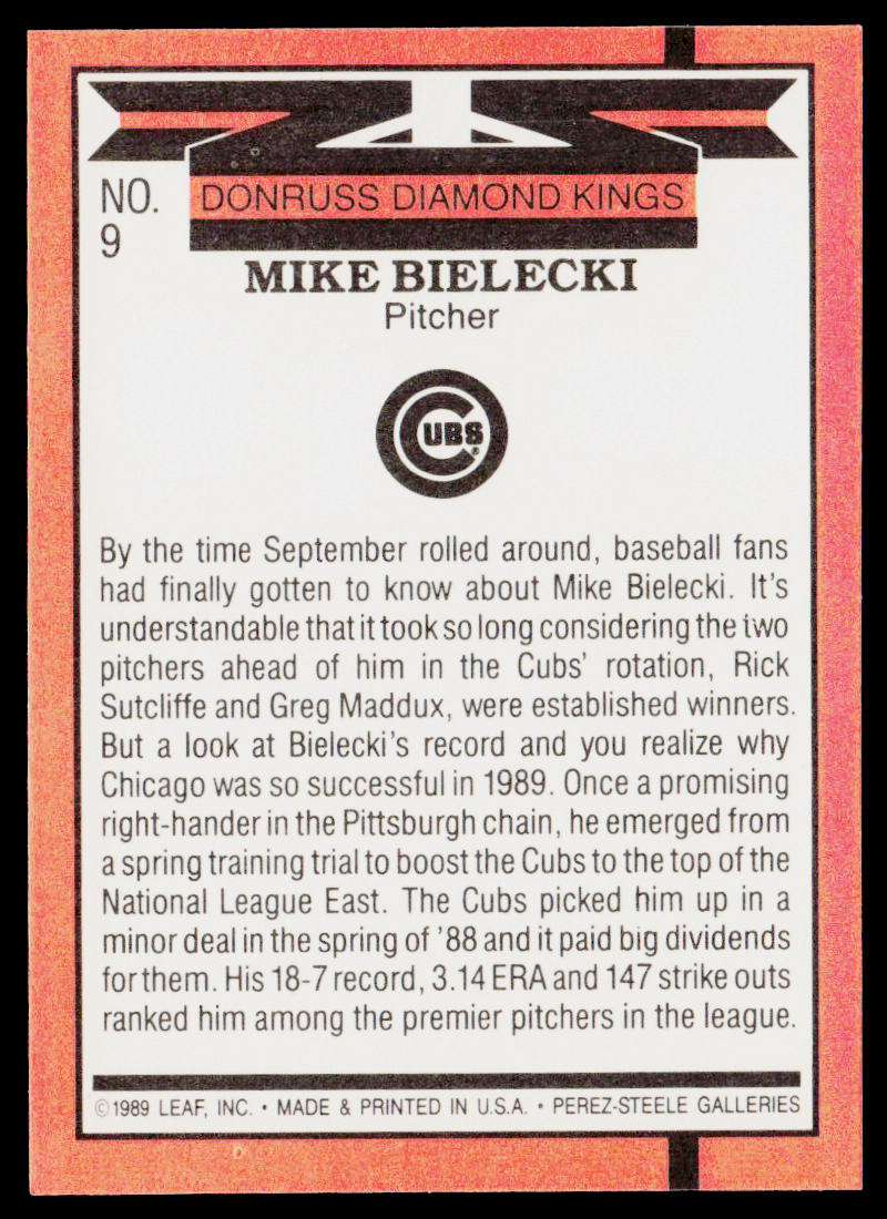 Mike Bielecki 1990 Donruss #9b Chicago Cubs