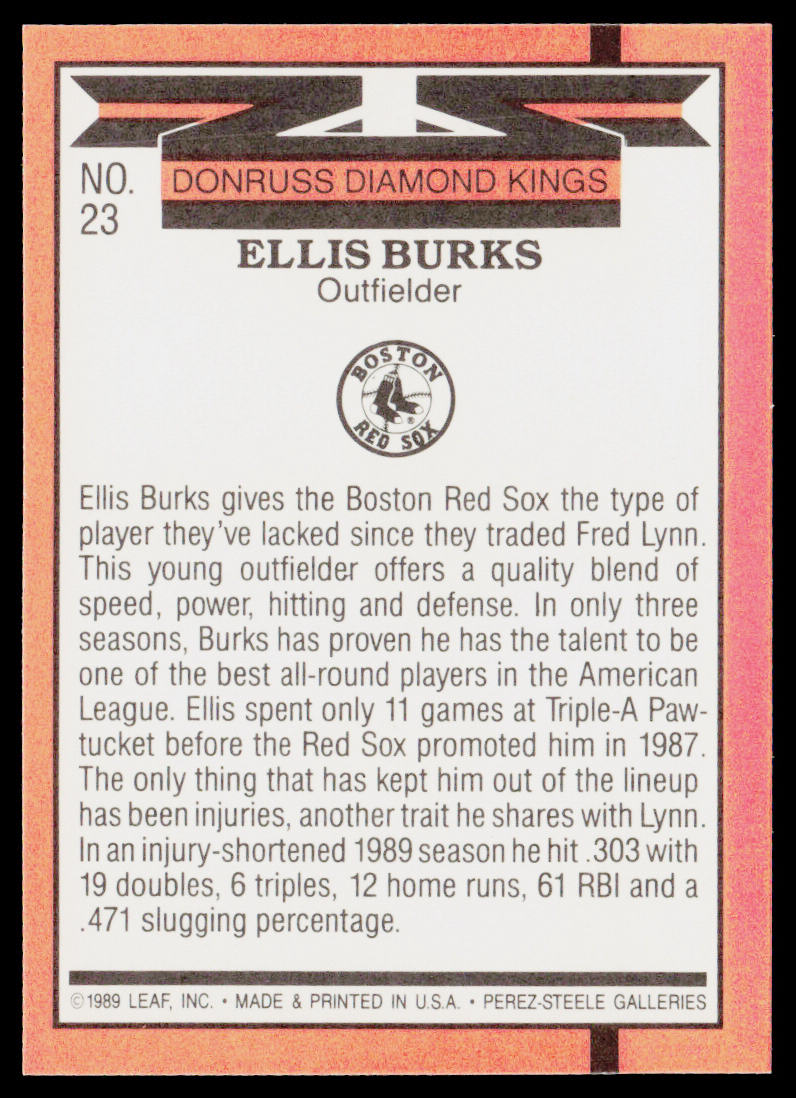 Ellis Burks 1990 Donruss #23b Boston Red Sox