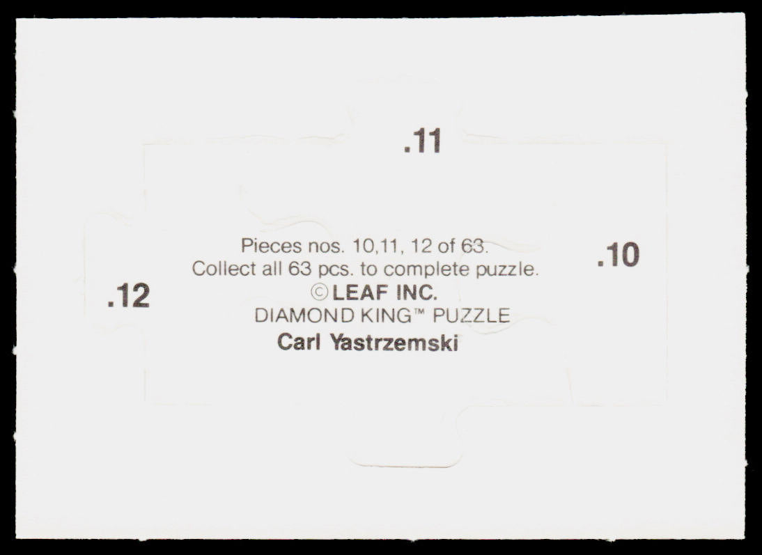 Carl Yastrzemski 1990 Donruss Carl Yastrzemski Puzzle #10-12 Boston Red Sox