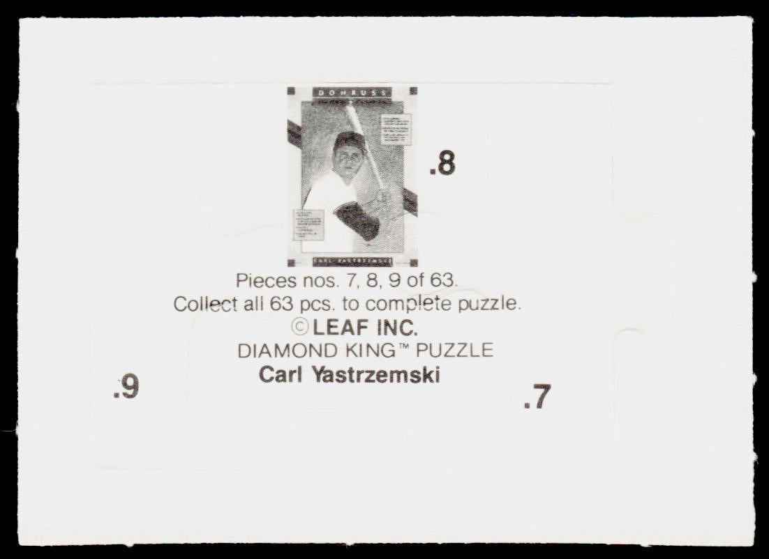 Carl Yastrzemski 1990 Donruss Carl Yastrzemski Puzzle #7-9 Boston Red Sox